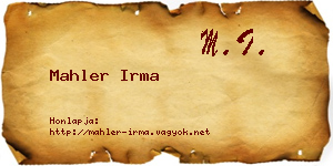 Mahler Irma névjegykártya