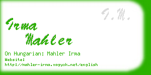 irma mahler business card